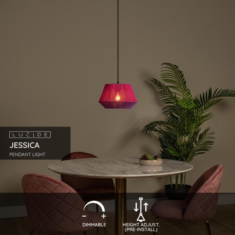 Lucide JESSICA - Závesné svietidlo - 1xE27 - ružové